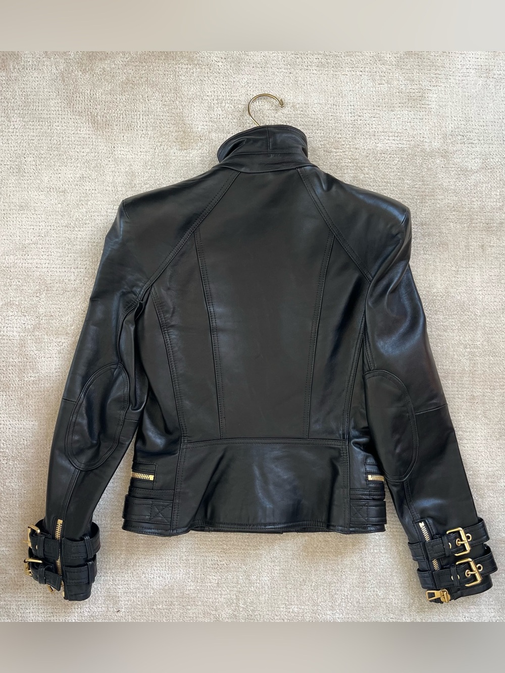 BALMAIN X H&M RIDER LEATHER JACKET SIZE 36 EU 40 - Picture 4 of 6
